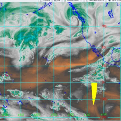 National Weather Service Satellite image of United States and Pacific Ocean.