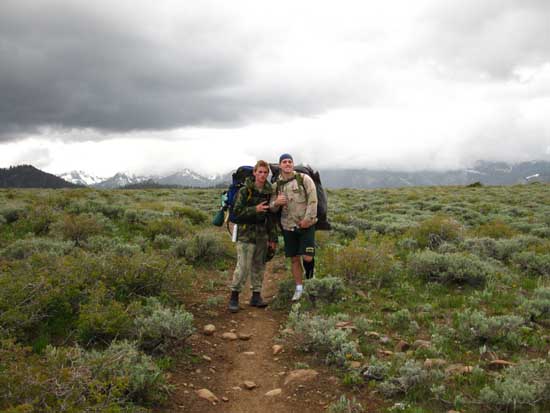 Bubba and Dave before thick clouds breaking up and evolving into thunderheads.