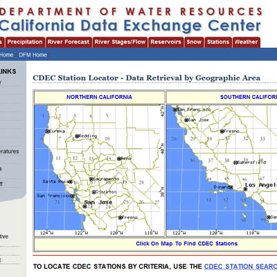 California real time weather reporting stations.