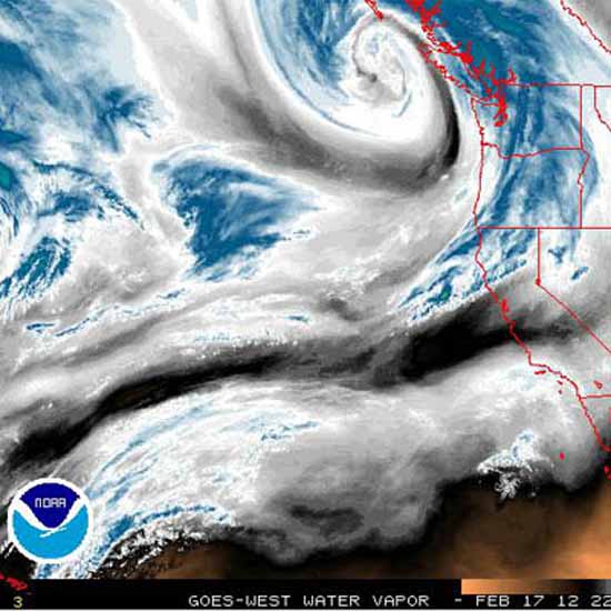 GOES West water vapor satellite video.